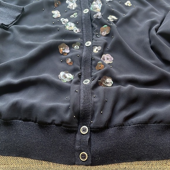 Vintage Floral Paillettes Sequin Cardigan, Size: 1X circa 2008 - Picture 11 of 17